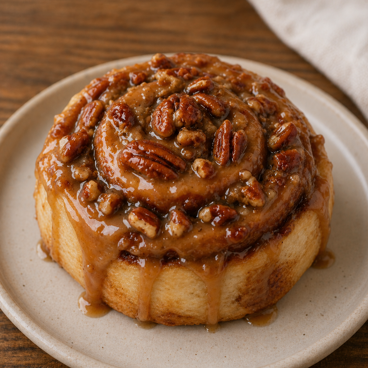Praline pecan cinnamon roll